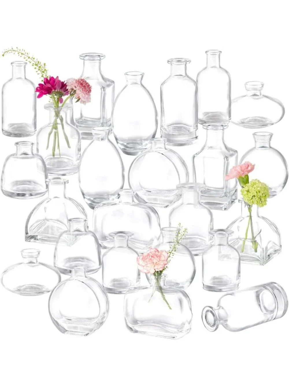 Set of 24 Clear Glass Bud Vases - Perfect for Floral Arrangements & Decor